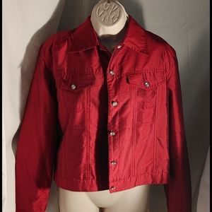 Deep Red Lightweight Button front Jacket size L Tu